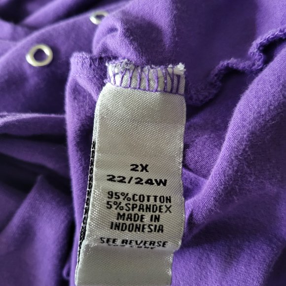 Catherines Purple Silver Boat Neck Blouse Short Sleeve Plus 2X 22/24 W - Picture 4 of 8